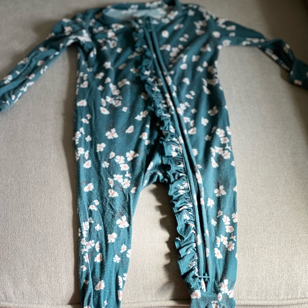 Posh peanut ruffled zippered one piece